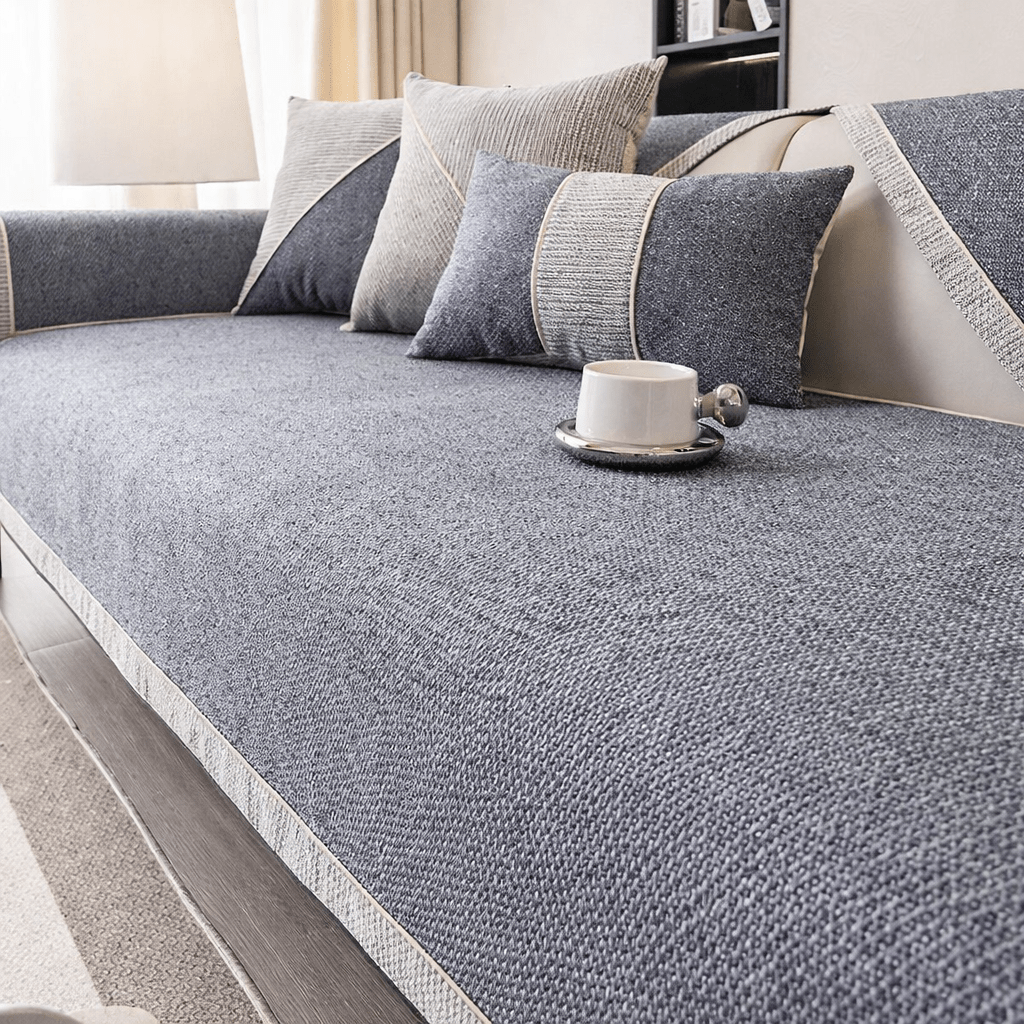 Skridsikker bomuld-linned sofa tæppe designet til komfort hele året, møbelbeskyttelse og stilfuld forbedring af stuen - Euroselle