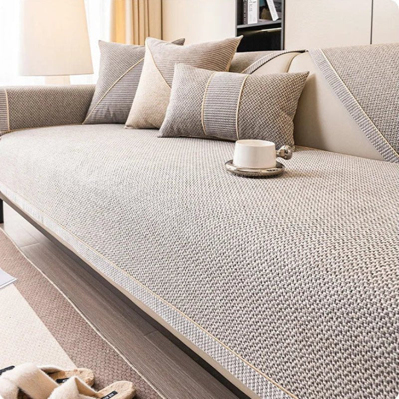 Skridsikker bomuld-linned sofa tæppe designet til komfort hele året, møbelbeskyttelse og stilfuld forbedring af stuen - Euroselle