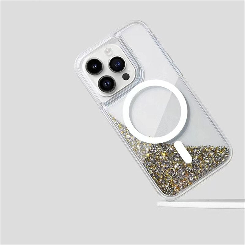 Třpytivé pouzdro Quicksand MagSafe pro iPhone 13–17 Pro Max Air, nárazuvzdorné