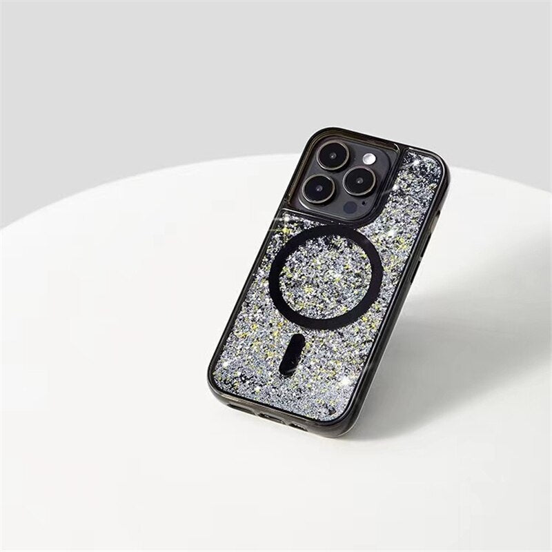 Třpytivé pouzdro Quicksand MagSafe pro iPhone 13–17 Pro Max Air, nárazuvzdorné