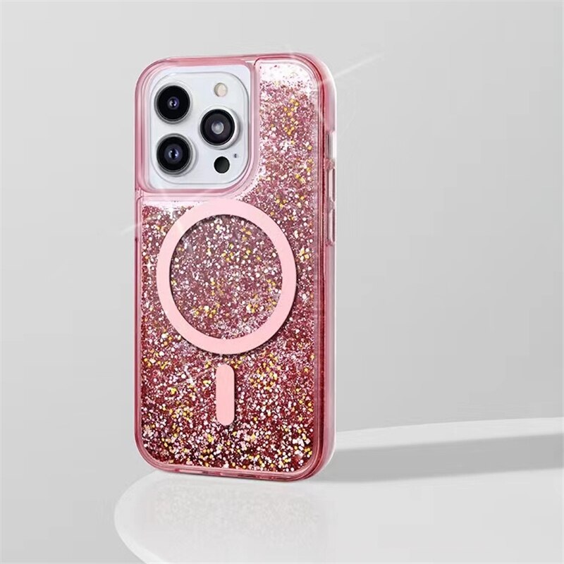 Třpytivé pouzdro Quicksand MagSafe pro iPhone 13–17 Pro Max Air, nárazuvzdorné
