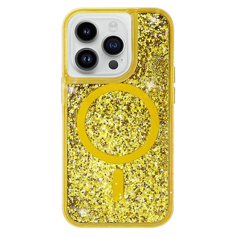 Třpytivé pouzdro Quicksand MagSafe pro iPhone 13–17 Pro Max Air, nárazuvzdorné