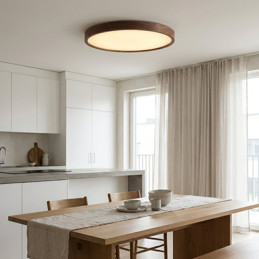 Aurel Ceiling Lamp Dark Wood With Natural Light Ambience