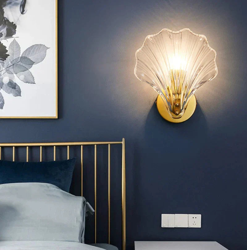 CoralGlimmer - Shell Shaped Glass Wall Lamp