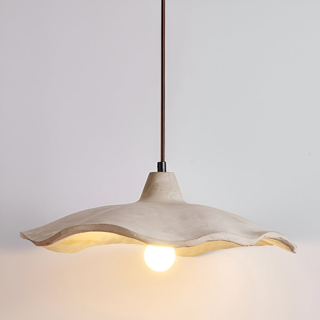 Betonnen hanglamp van 16 inch — Wabi-Sabi-bloemblaadje, geschikt voor led