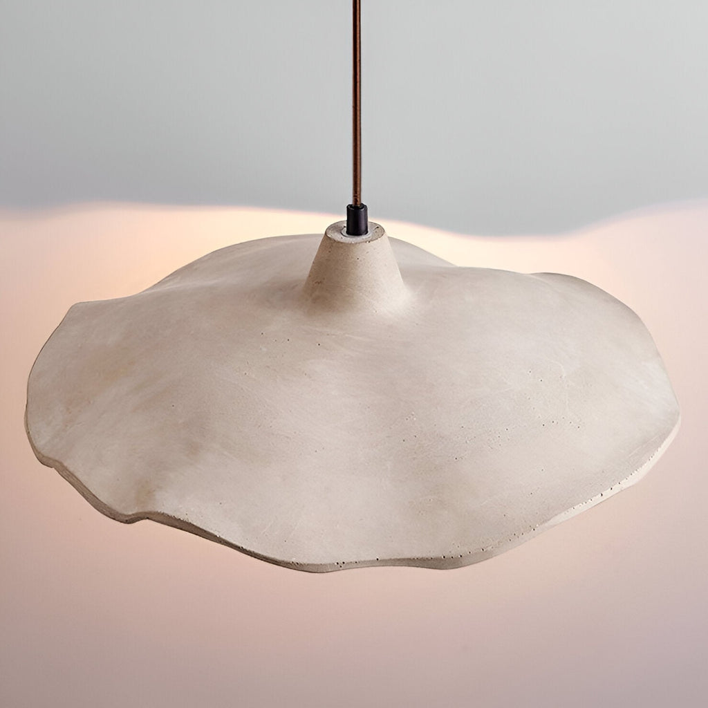 Betonnen hanglamp van 16 inch — Wabi-Sabi-bloemblaadje, geschikt voor led