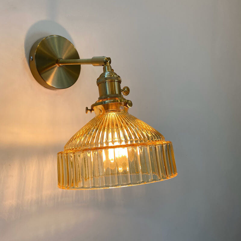 Wall Sconce Glass Brass E26 Hardwired Dome Indoor Decorative Light Fixture | Euroselle