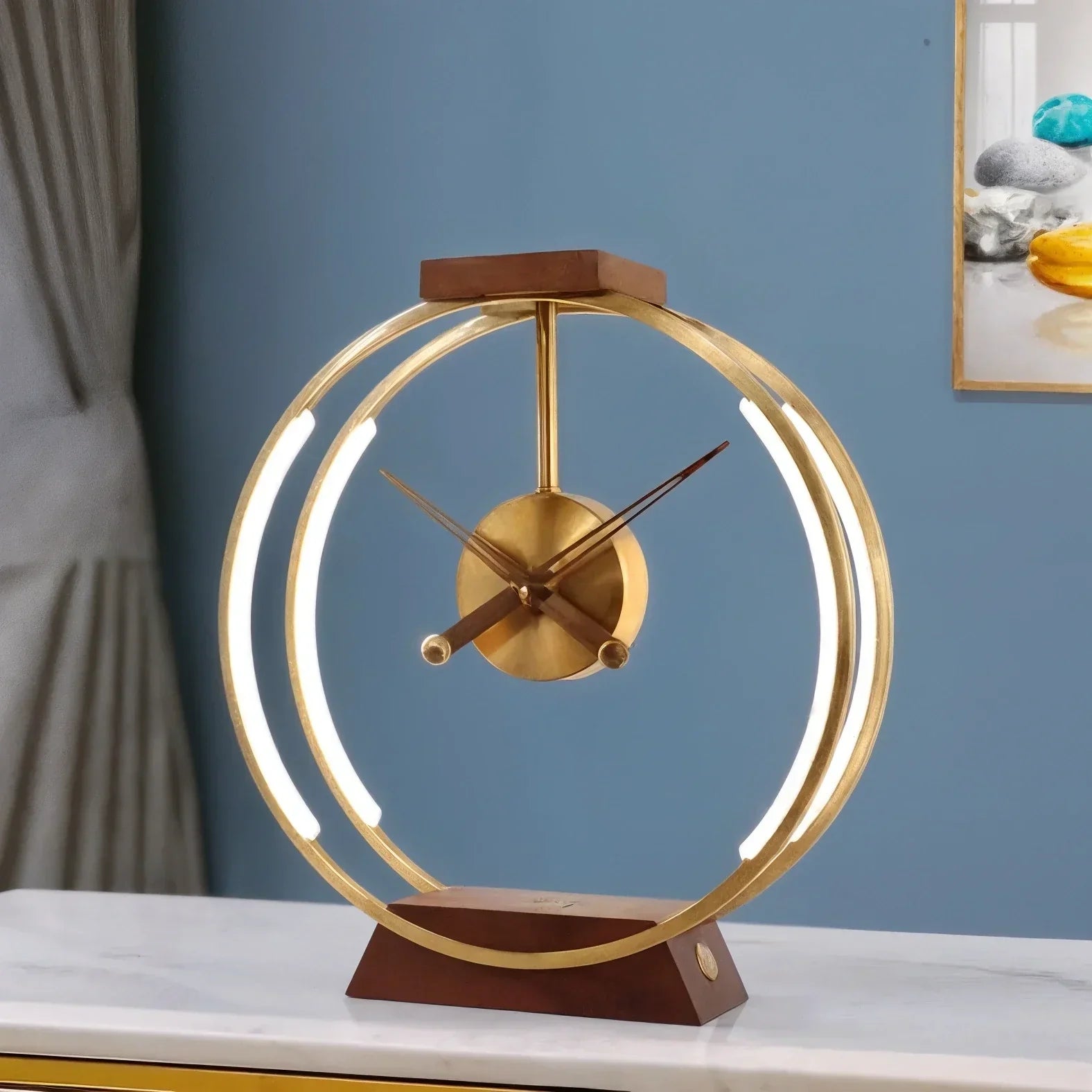 Aurora LED Clock Table Lamp For Desks, Bedrooms, And Living Rooms
