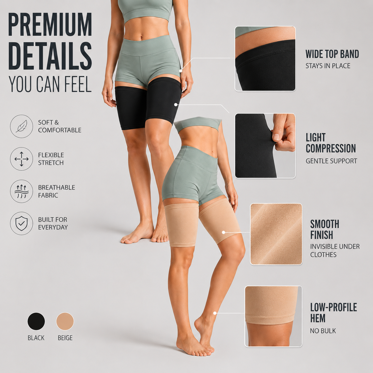 Manchon de compression pour cuisse — soutien respirant pour stabiliser les muscles