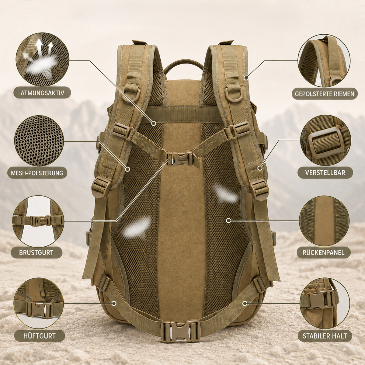 40-Liter-Taktik-Rucksack – wasserdichtes Laptopfach und MOLLE-Gurtband