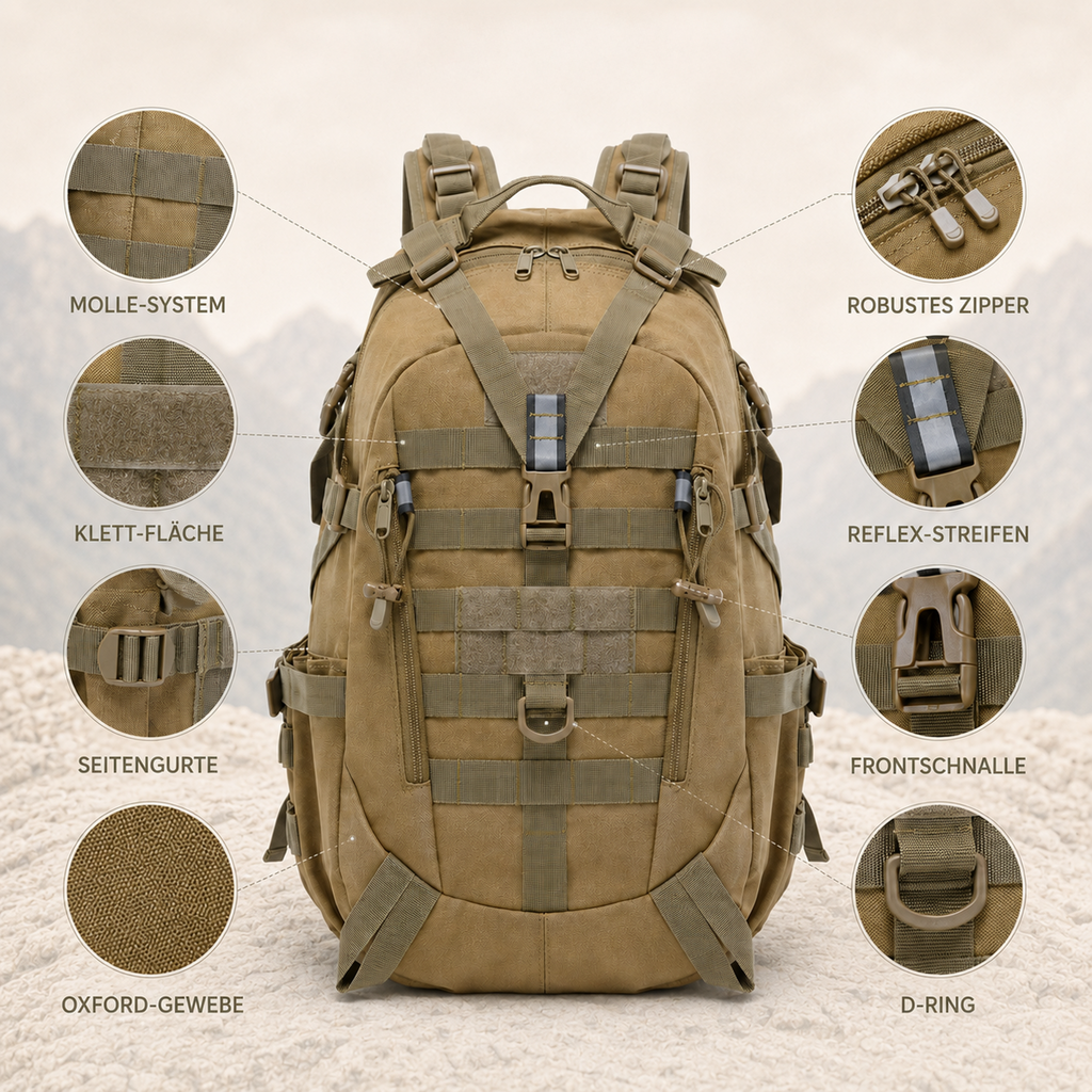 40-Liter-Taktik-Rucksack – wasserdichtes Laptopfach und MOLLE-Gurtband