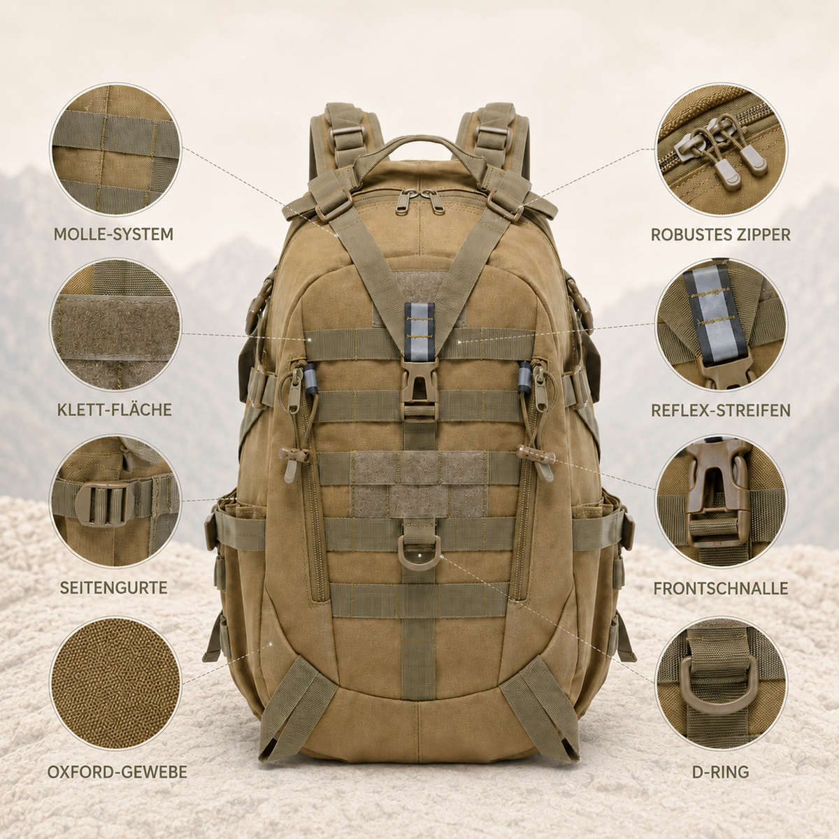 40-Liter-Taktik-Rucksack – wasserdichtes Laptopfach und MOLLE-Gurtband
