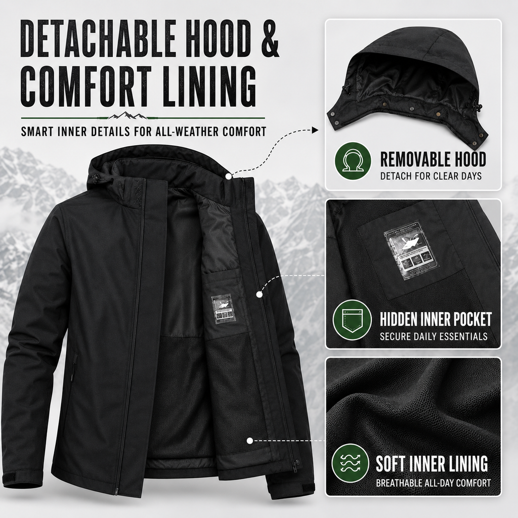 Veste de pluie légère à fermeture éclair pour homme — coque respirante à capuche