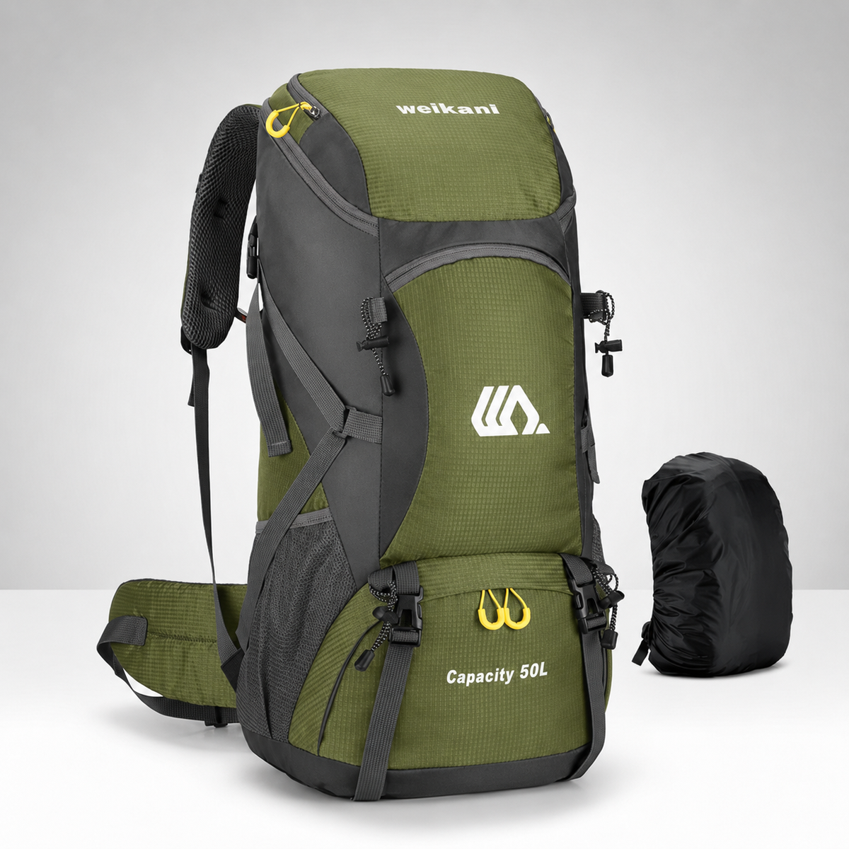 50L Hiking Backpack — Shoe Compartment, Padded Straps & Hip Belt
