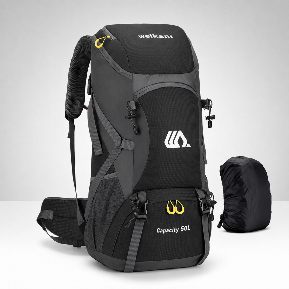 50L Hiking Backpack — Shoe Compartment, Padded Straps & Hip Belt
