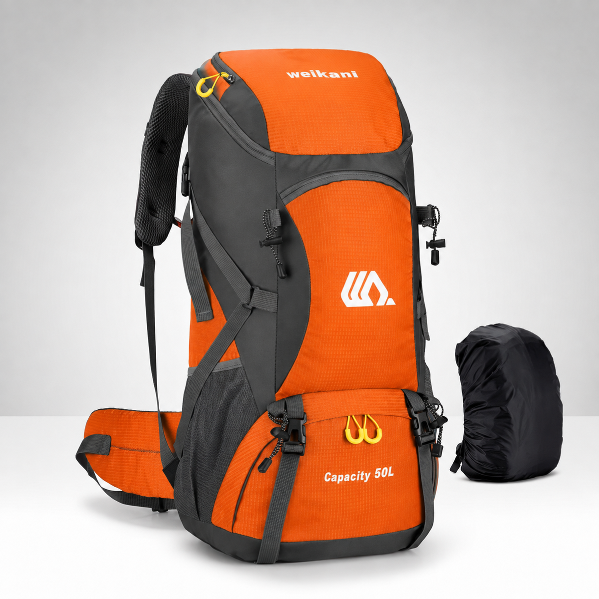50L Hiking Backpack — Shoe Compartment, Padded Straps & Hip Belt