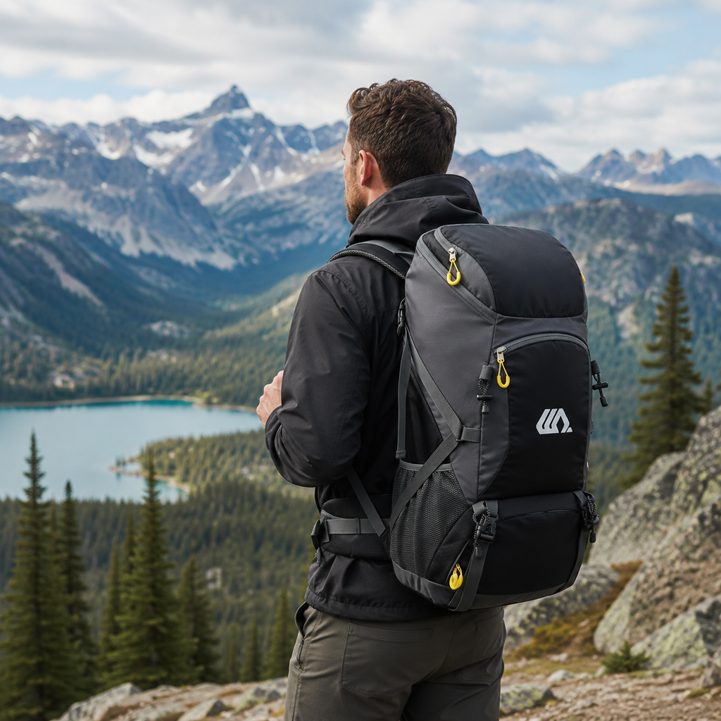 50L Hiking Backpack — Shoe Compartment, Padded Straps & Hip Belt