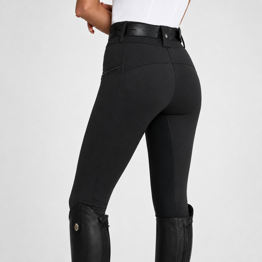 Women's Stretch Equestrian Pants — Contrast Panels, Zip Pockets