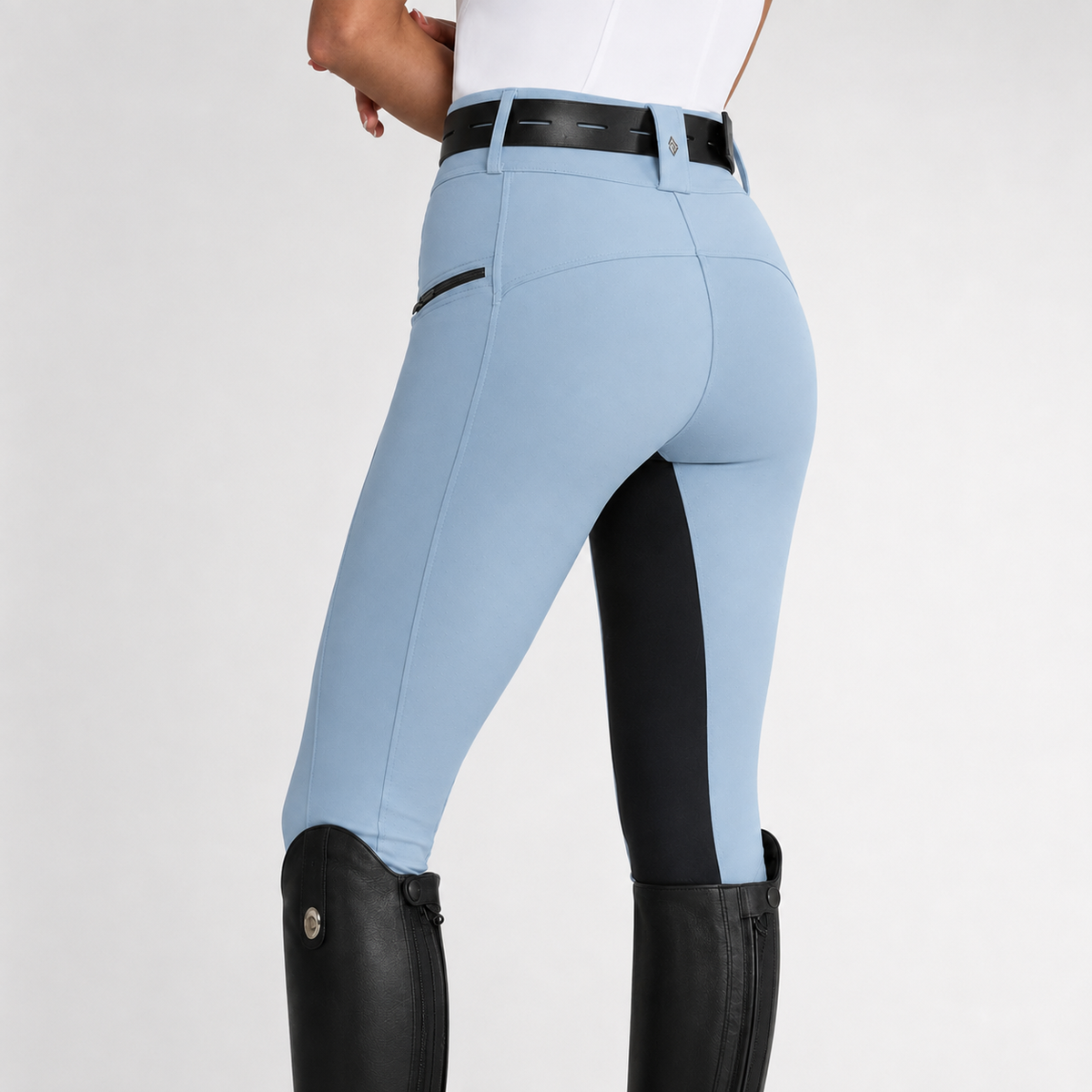Women's Stretch Equestrian Pants — Contrast Panels, Zip Pockets