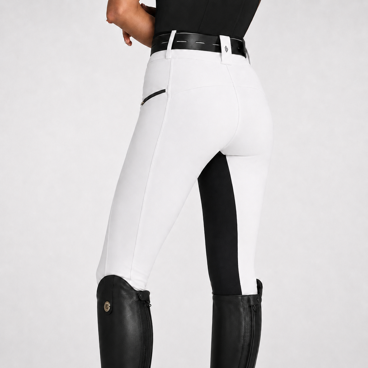 Women's Stretch Equestrian Pants — Contrast Panels, Zip Pockets