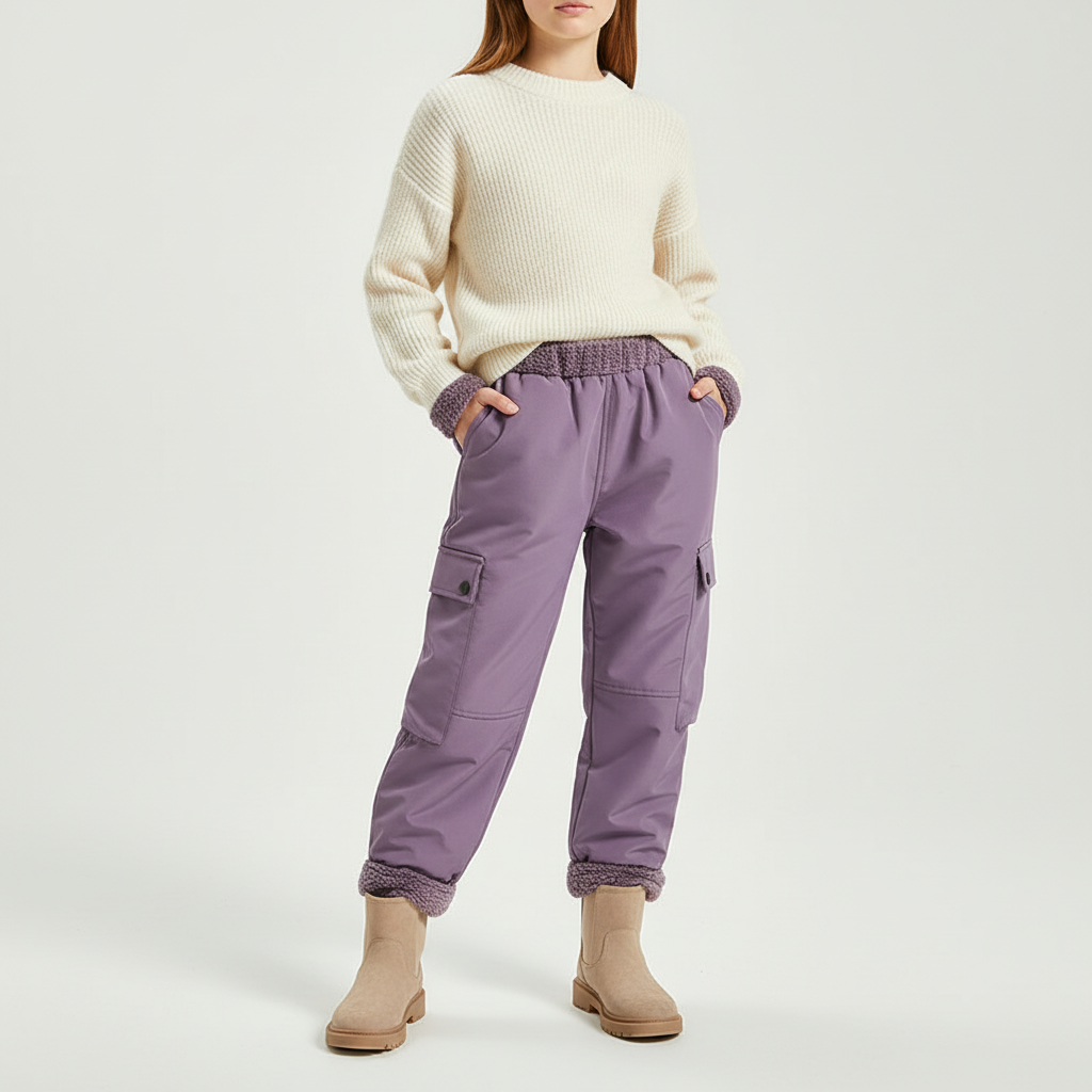 Pantalon de neige isolant pour enfant — doublure polaire, coque imperméable