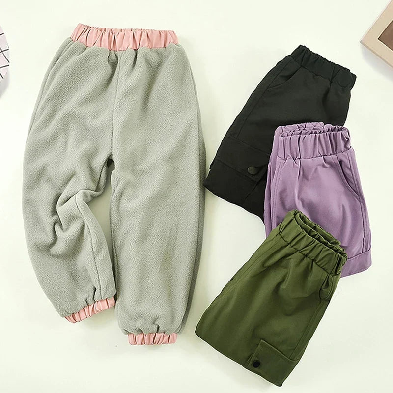 Pantalon de neige isolant pour enfant — doublure polaire, coque imperméable
