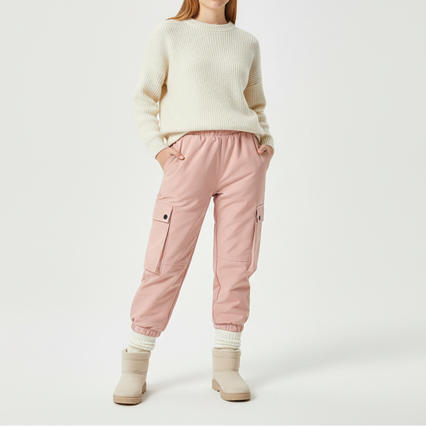 Pantalon de neige isolant pour enfant — doublure polaire, coque imperméable