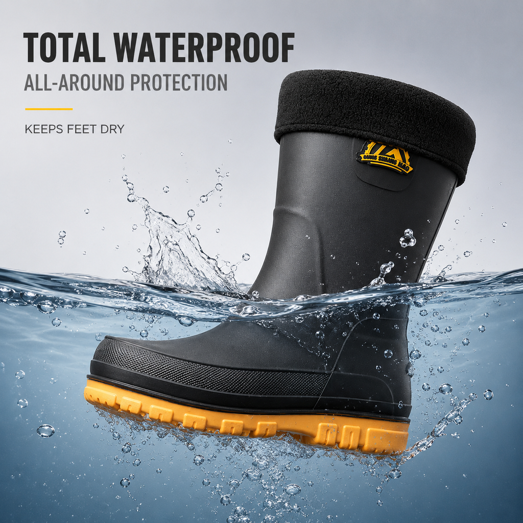 Wasserdichte Winter-Regenstiefel für Herren — Wadenhoch, rutschfest, mit Kunstfellfutter