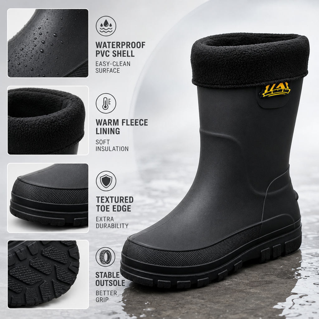 Wasserdichte Winter-Regenstiefel für Herren — Wadenhoch, rutschfest, mit Kunstfellfutter