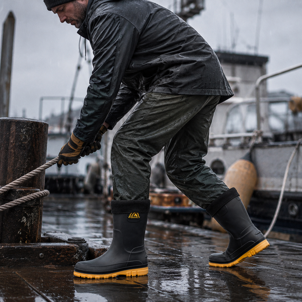 Wasserdichte Winter-Regenstiefel für Herren — Wadenhoch, rutschfest, mit Kunstfellfutter