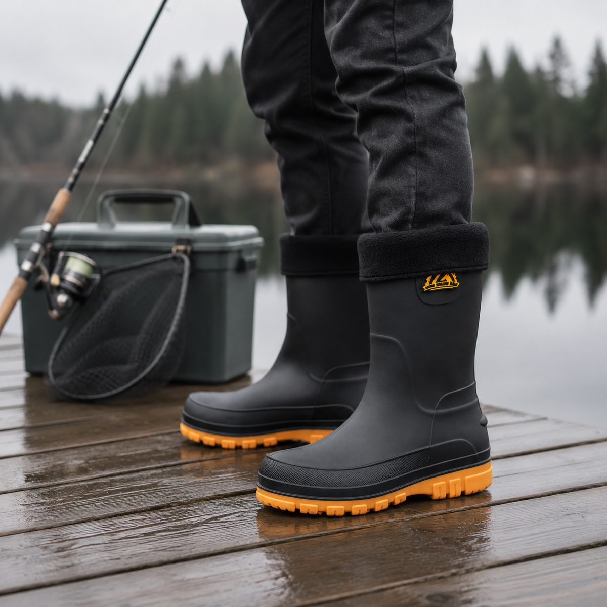 Wasserdichte Winter-Regenstiefel für Herren — Wadenhoch, rutschfest, mit Kunstfellfutter