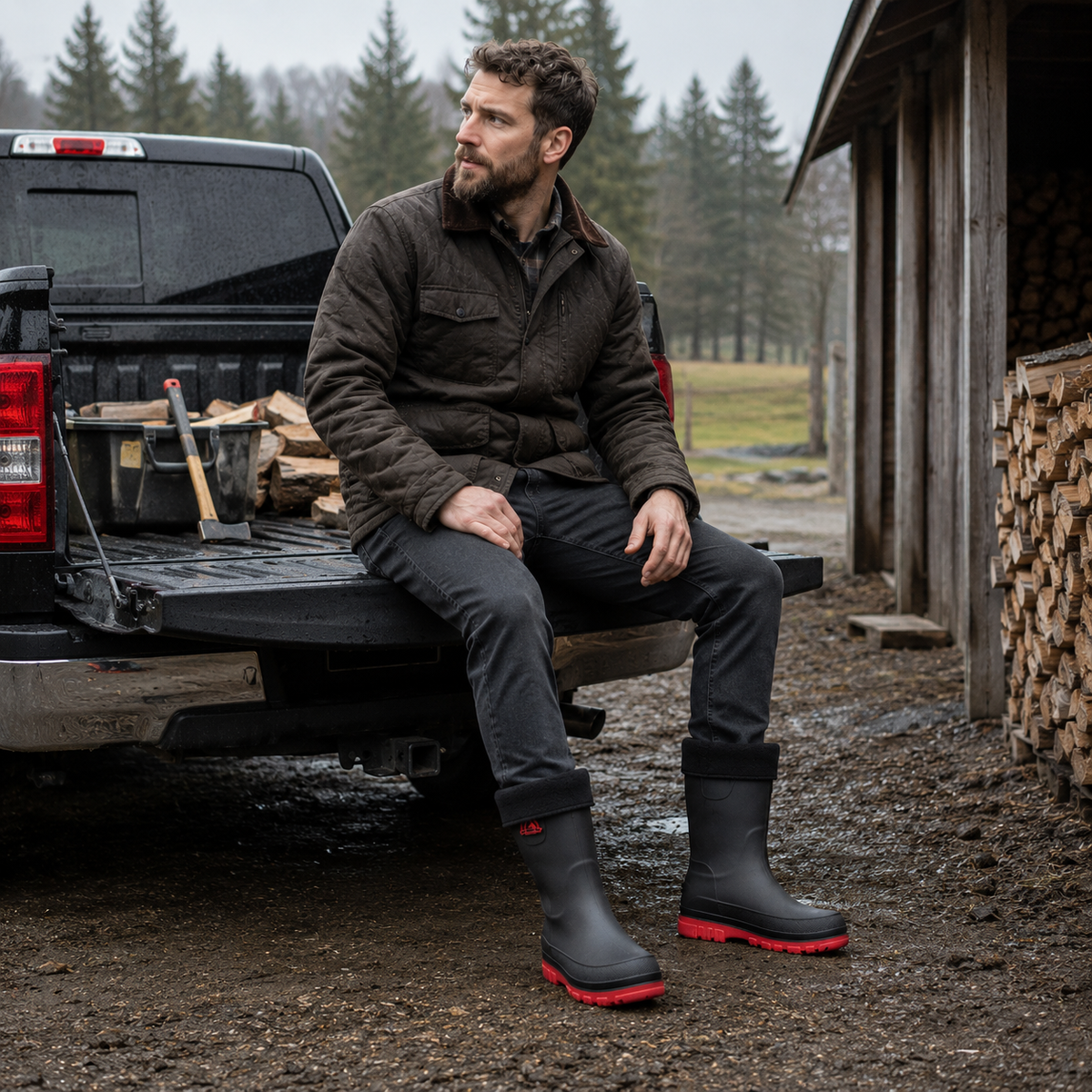 Wasserdichte Winter-Regenstiefel für Herren — Wadenhoch, rutschfest, mit Kunstfellfutter