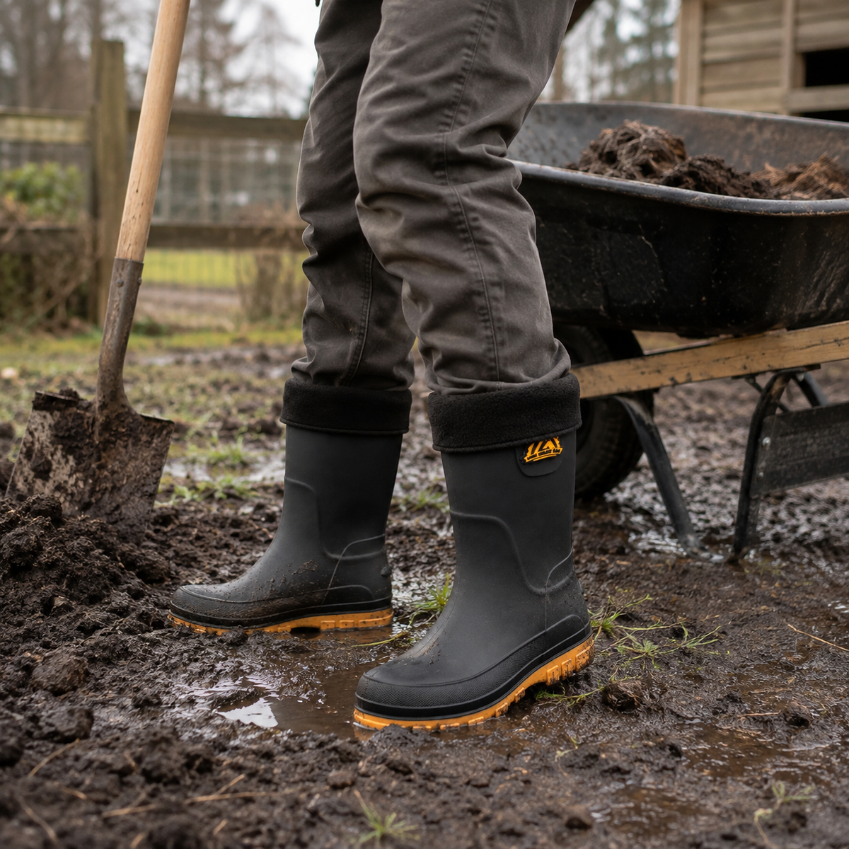Wasserdichte Winter-Regenstiefel für Herren — Wadenhoch, rutschfest, mit Kunstfellfutter