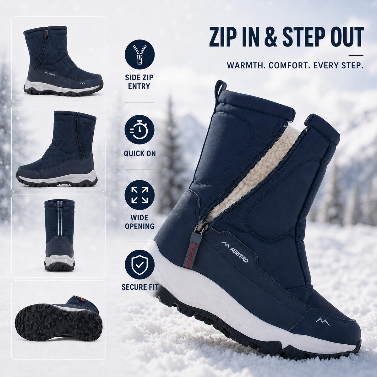 Botas de nieve impermeables unisex — forro térmico, antideslizantes para senderismo invernal