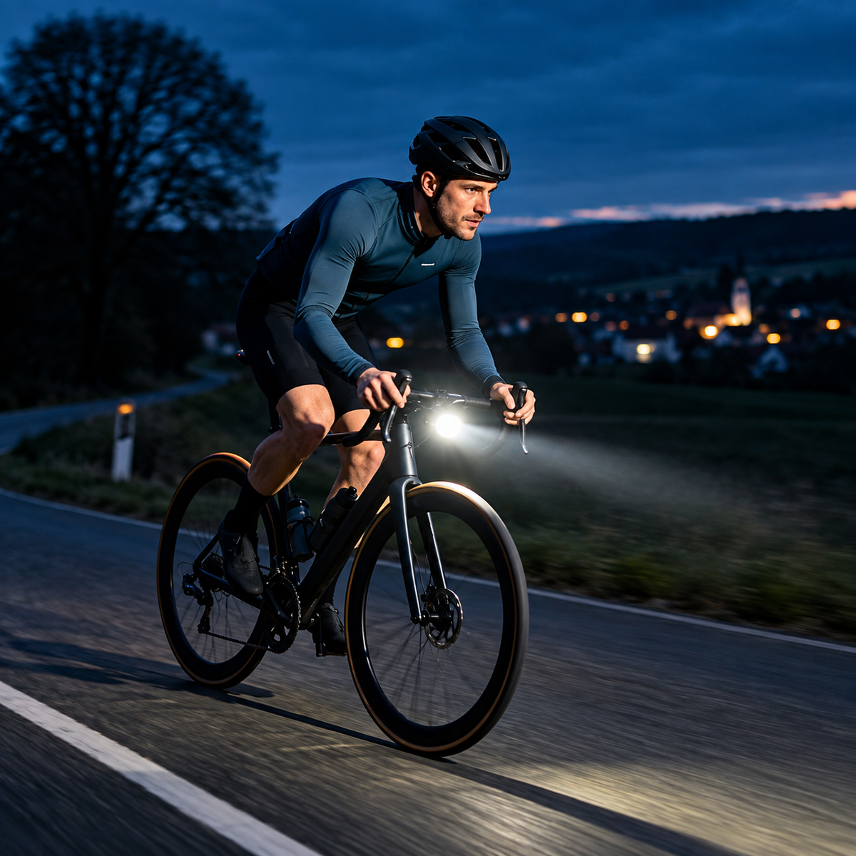 Rechargeable Bike Headlight — Auto-Sensing, Digital Battery Display
