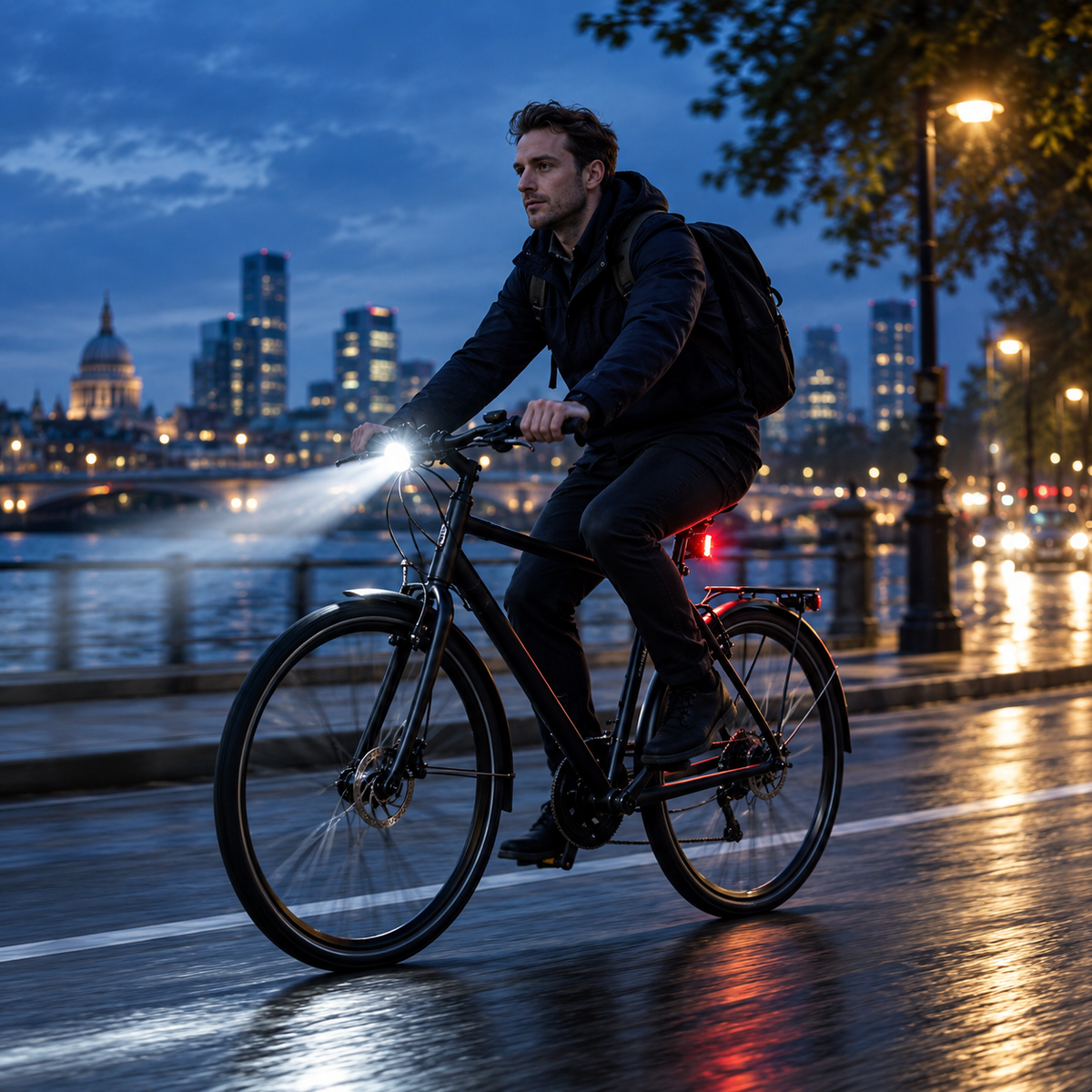 Rechargeable Bike Headlight — Auto-Sensing, Digital Battery Display