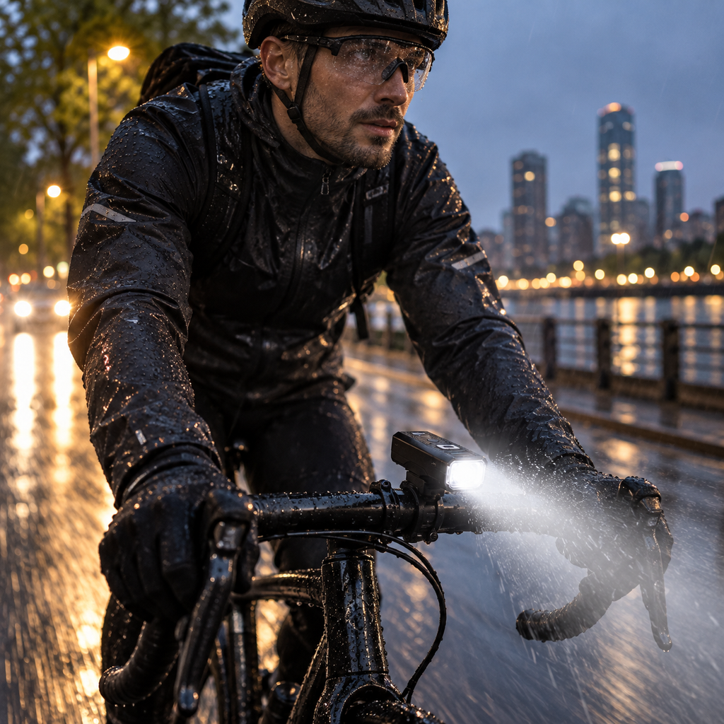 Rechargeable Bike Headlight — Auto-Sensing, Digital Battery Display