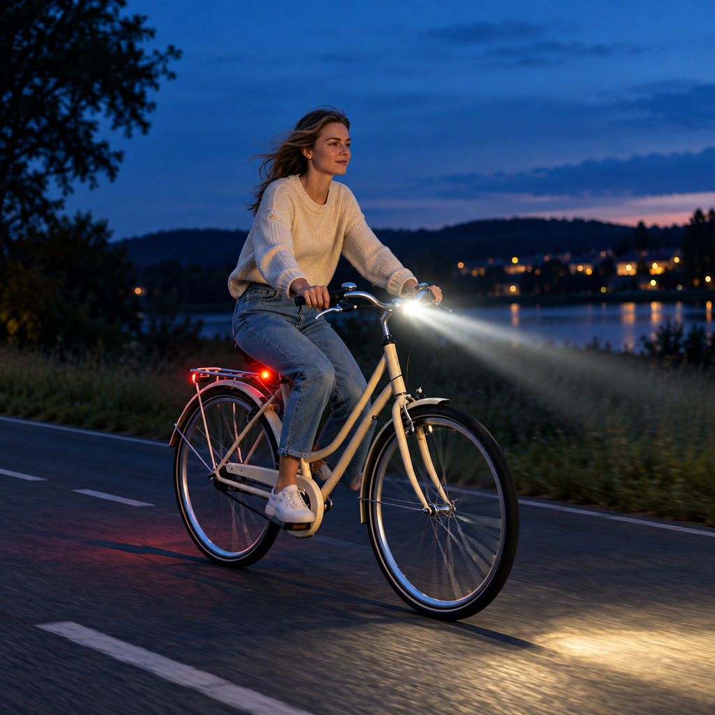 Rechargeable Bike Headlight — Auto-Sensing, Digital Battery Display