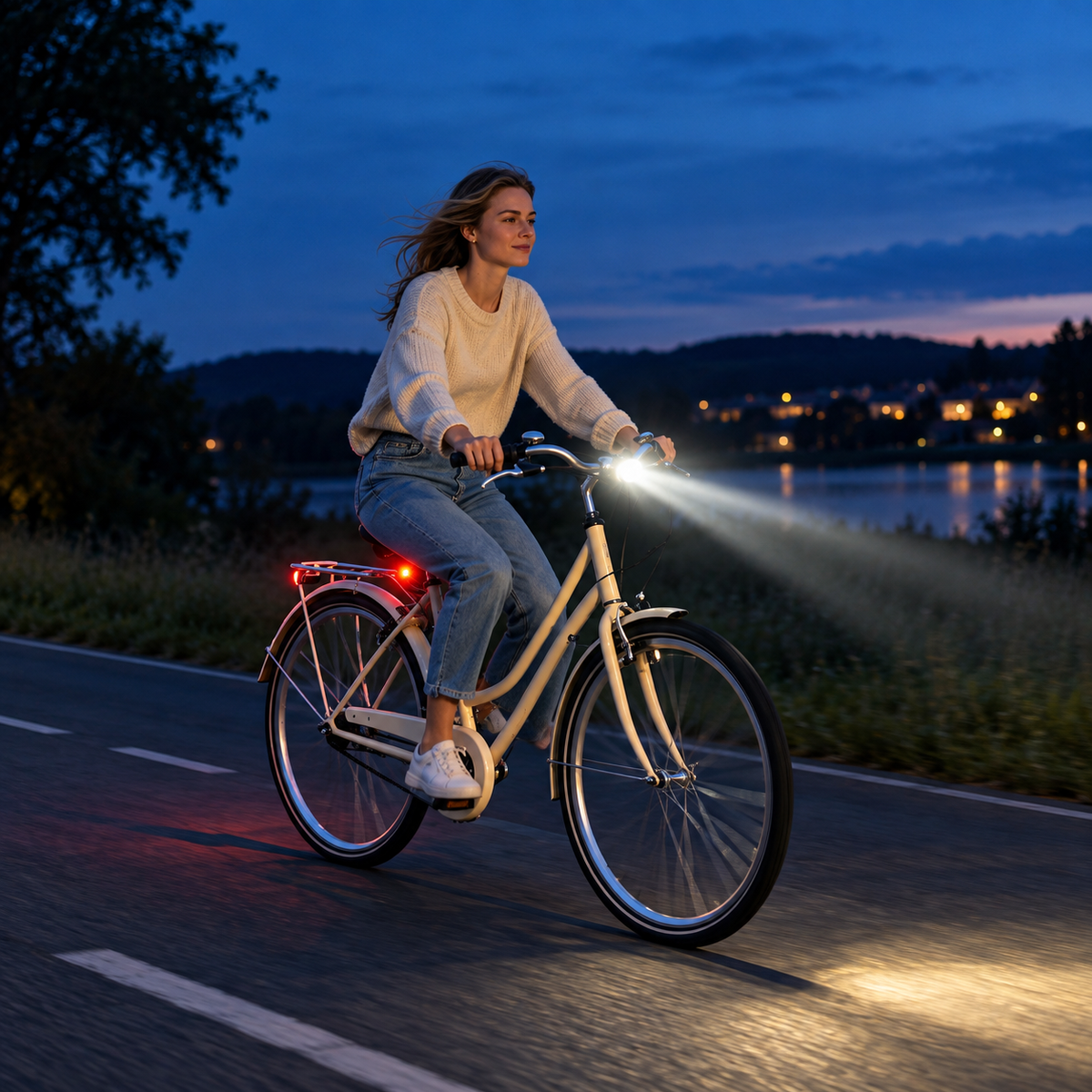 Rechargeable Bike Headlight — Auto-Sensing, Digital Battery Display