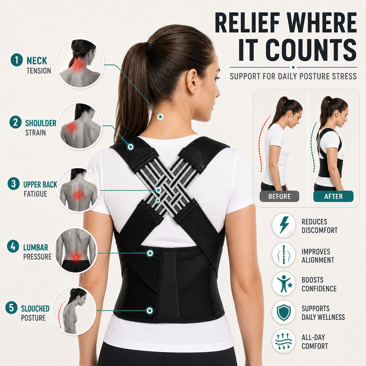 Adjustable Breathable Back Brace — Posture and Shoulder Support