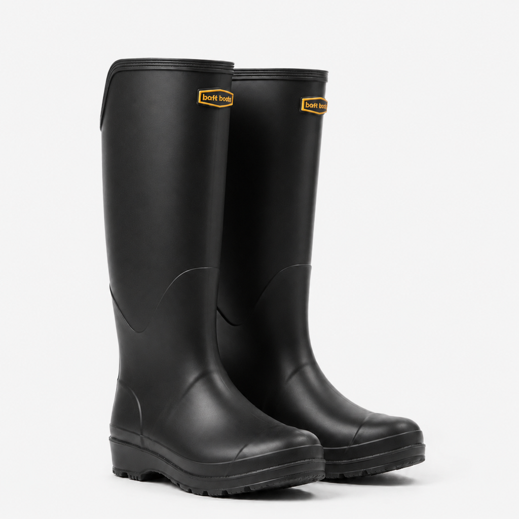 Knehøye vanntette gummistøvler for kvinner og menn - slip-on