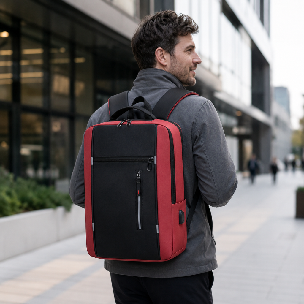 Water-Resistant Laptop Backpack — USB Port, Padded 15.6-Inch Sleeve