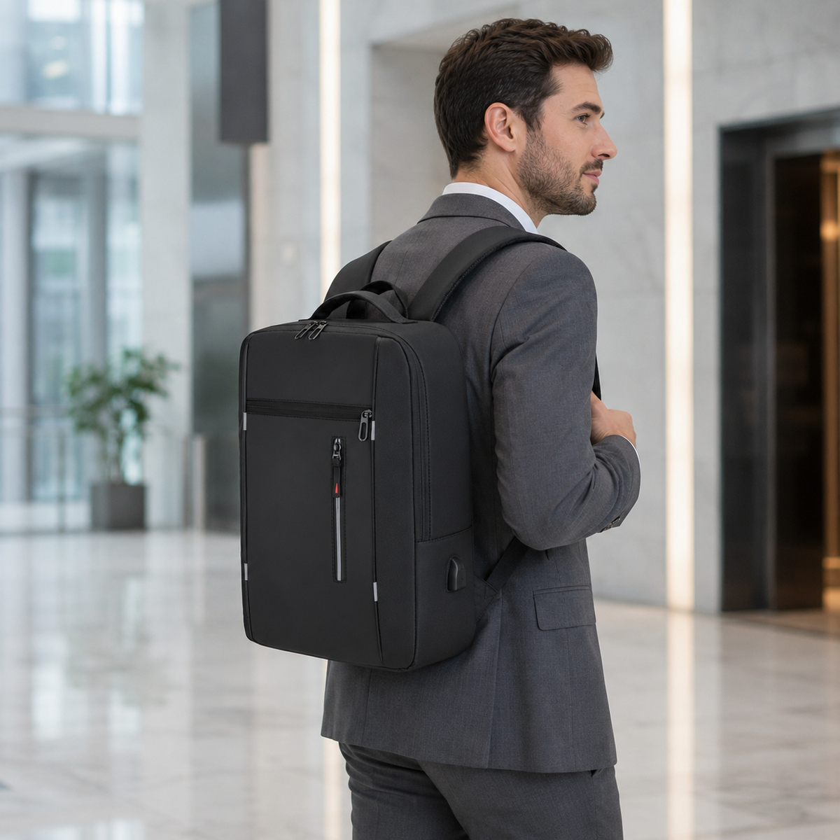 Water-Resistant Laptop Backpack — USB Port, Padded 15.6-Inch Sleeve