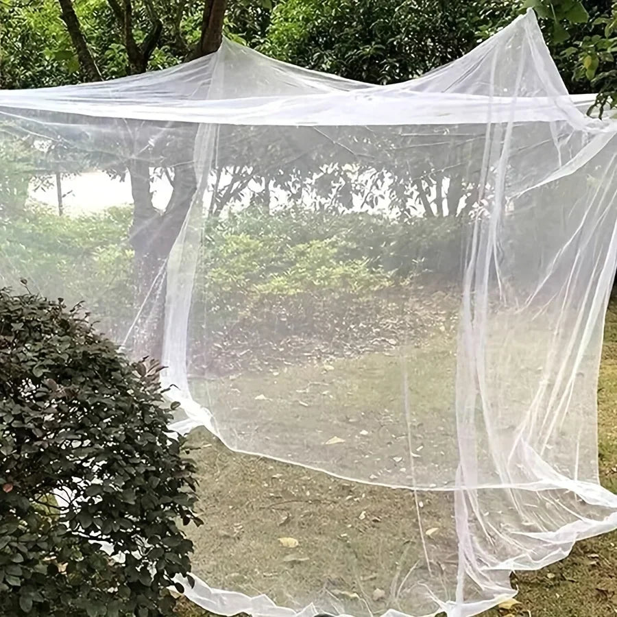 箱式悬挂床帐蚊帐 — 87×79×79 in，白色/黑色网布