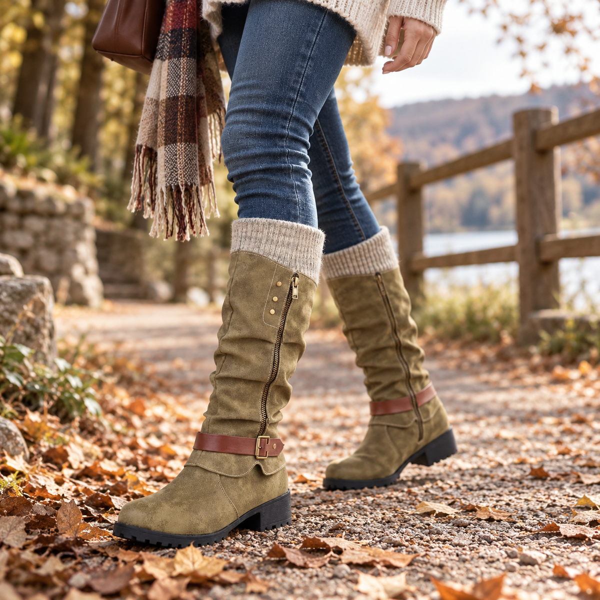 Botas de invierno aislantes de media caña — soporte para el arco, cremallera lateral y suela antideslizante