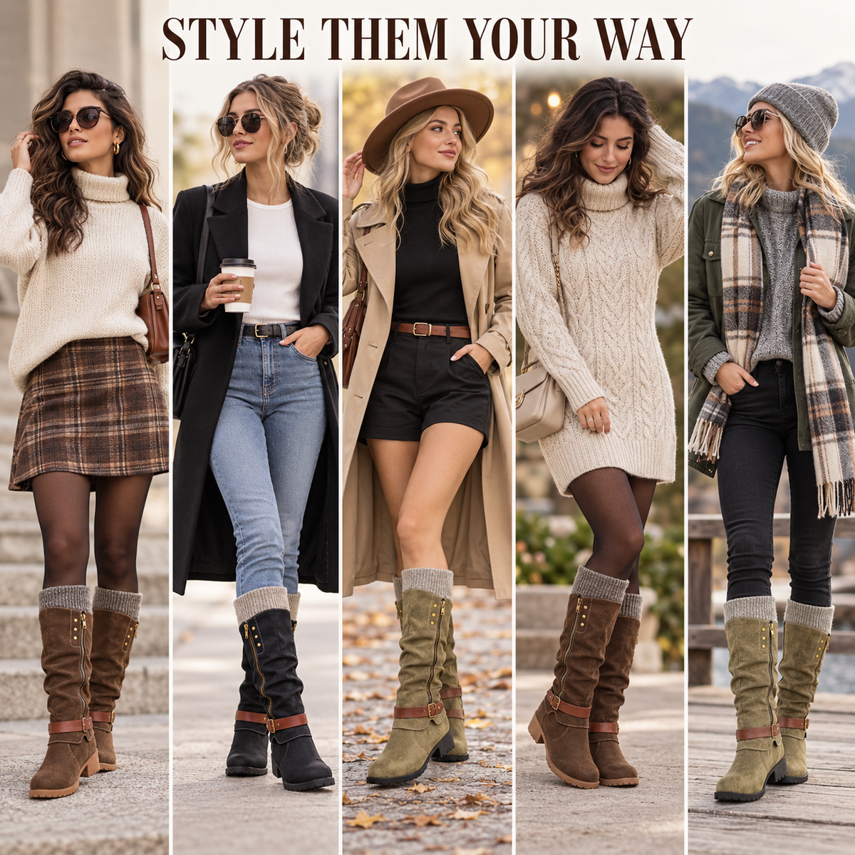 Botas de invierno aislantes de media caña — soporte para el arco, cremallera lateral y suela antideslizante