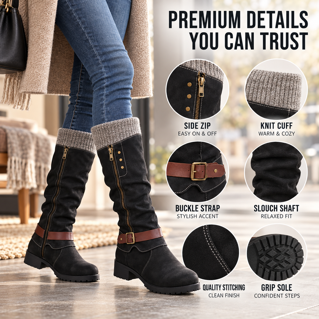 Botas de invierno aislantes de media caña — soporte para el arco, cremallera lateral y suela antideslizante