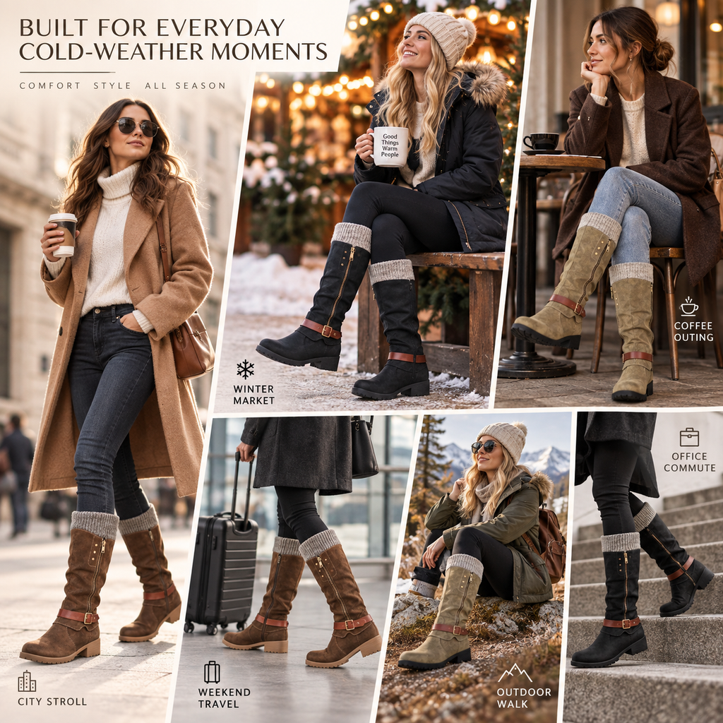 Botas de invierno aislantes de media caña — soporte para el arco, cremallera lateral y suela antideslizante