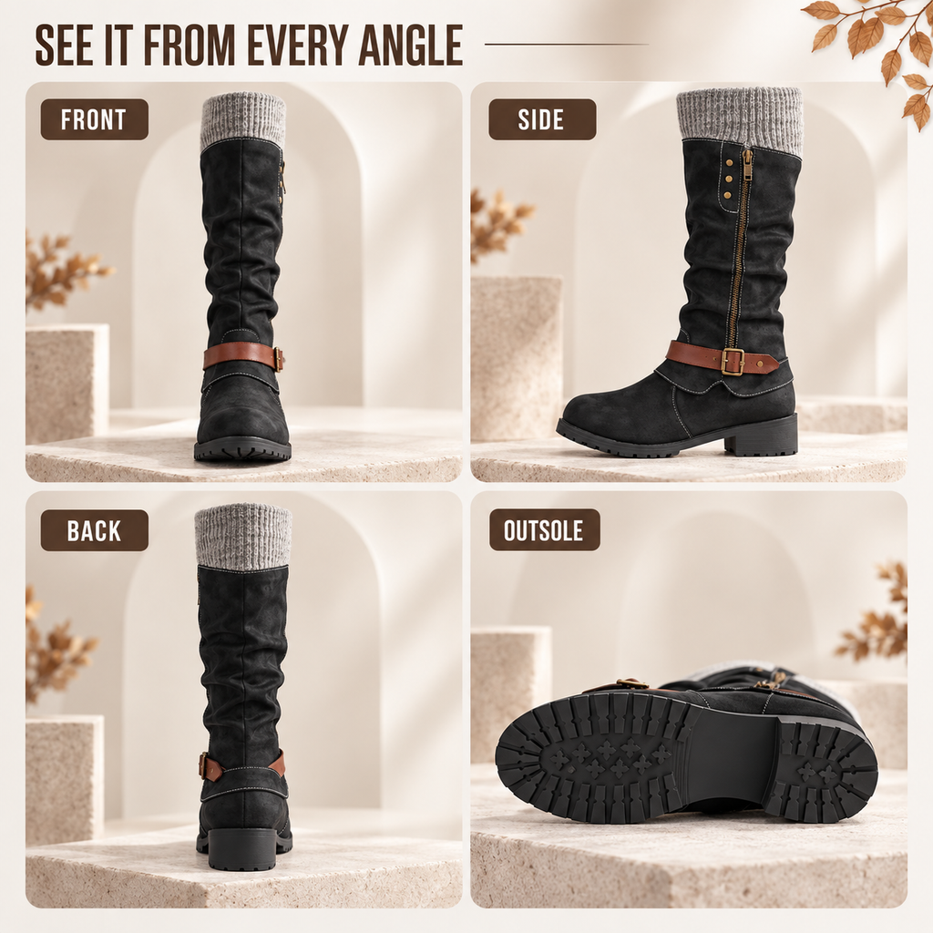 Botas de invierno aislantes de media caña — soporte para el arco, cremallera lateral y suela antideslizante