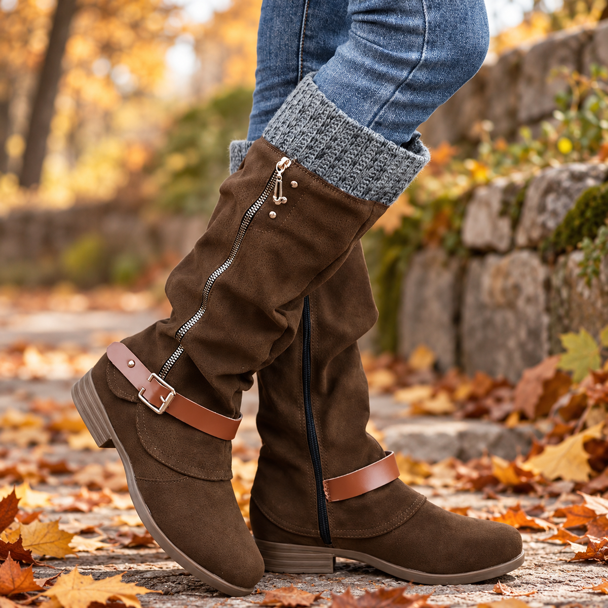 Botas de invierno aislantes de media caña — soporte para el arco, cremallera lateral y suela antideslizante